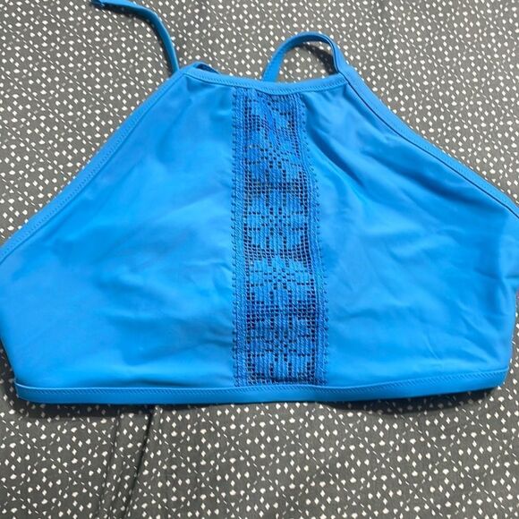 aerie swim top cross cross tie back light blue size L - Picture 1 of 4